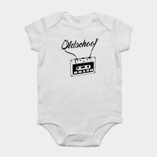 Old School Music, with Graffitti Art and a retro cassette for tape players Baby Bodysuit